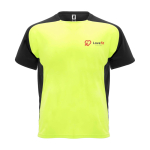 Kids’ two-tone sports T-shirt, 140 g/m2, Roly Bugatti neon yellow colour