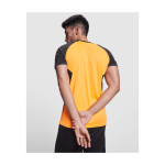Kids’ two-tone sports T-shirt, 140 g/m2, Roly Bugatti neon orange colour