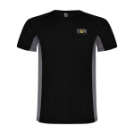 Children's two-tone polyester sports t-shirt, 140 g/m2, Roly black colour