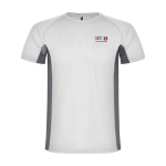 Children's two-tone polyester sports t-shirt, 140 g/m2, Roly white colour