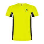 Children's two-tone polyester sports t-shirt, 140 g/m2, Roly yellow colour