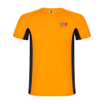 Children's two-tone polyester sports t-shirt, 140 g/m2, Roly orange colour