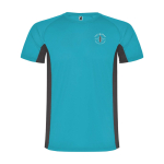 Children's two-tone polyester sports t-shirt, 140 g/m2, Roly turquoise colour
