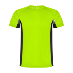 Children's two-tone polyester sports t-shirt, 140 g/m2, Roly neon green colour