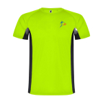 Children's two-tone polyester sports t-shirt, 140 g/m2, Roly neon green colour