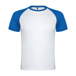 Kids’ two-tone sports T-shirt,140 g/m2, Roly Indianapolis royal blue colour
