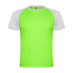 Kids’ two-tone sports T-shirt,140 g/m2, Roly Indianapolis neon green colour