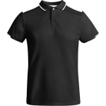 Men's short-sleeve bi-colour polyester polo shirt 140 g/m², Roly black colour