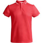 Men's short-sleeve bi-colour polyester polo shirt 140 g/m², Roly red colour