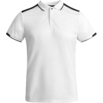 Men's short-sleeve bi-colour polyester polo shirt 140 g/m², Roly white colour