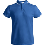 Men's short-sleeve bi-colour polyester polo shirt 140 g/m², Roly royal blue colour