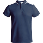Men's short-sleeve bi-colour polyester polo shirt 140 g/m², Roly navy-blue colour