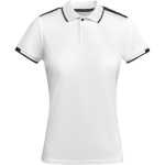 Women's short-sleeve bi-colour polyester polo shirt 140 g/m², Roly white colour