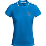 Women's short-sleeve bi-colour polyester polo shirt 140 g/m², Roly royal blue colour