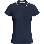 Women's short-sleeve bi-colour polyester polo shirt 140 g/m², Roly navy-blue colour