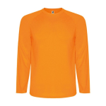 Men's long-sleeved polyester sports t-shirt, 150 g/m², Roly neon orange colour