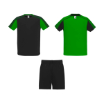 Unisex polyester sports set with 2 T-shirts, 140 g/m2, Roly green colour