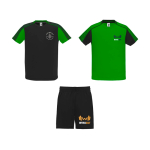 Unisex polyester sports set with 2 T-shirts, 140 g/m2, Roly green colour