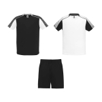 Unisex polyester sports set with 2 T-shirts, 140 g/m2, Roly white/black colour