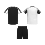 Unisex polyester sports set with 2 T-shirts, 140 g/m2, Roly white/black colour