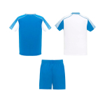 Unisex polyester sports set with 2 T-shirts, 140 g/m2, Roly white/blue colour