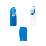 Unisex polyester sports set with 2 T-shirts, 140 g/m2, Roly white/blue colour