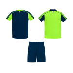 Unisex polyester sports set with 2 T-shirts, 140 g/m2, Roly neon green colour