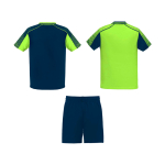 Unisex polyester sports set with 2 T-shirts, 140 g/m2, Roly neon green colour