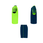 Unisex polyester sports set with 2 T-shirts, 140 g/m2, Roly neon green colour