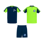 Unisex polyester sports set with 2 T-shirts, 140 g/m2, Roly neon green colour