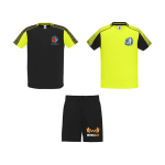 Unisex polyester sports set with 2 T-shirts, 140 g/m2, Roly neon yellow colour