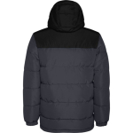 Unisex bi-colour hooded down-style polyester jacket, Roly black colour