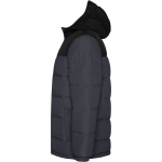 Unisex bi-colour hooded down-style polyester jacket, Roly black colour