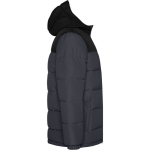 Unisex bi-colour hooded down-style polyester jacket, Roly black colour