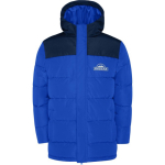Unisex bi-colour hooded down-style polyester jacket, Roly royal blue colour