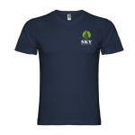 Men's V-neck cotton short-sleeved t-shirt, 155 g/m², Roly navy-blue colour