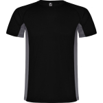 Men's bi-colour sports polyester t-shirt 140 g/m², Roly black colour