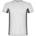 Men's bi-colour sports polyester t-shirt 140 g/m², Roly white colour