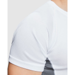 Men's bi-colour sports polyester t-shirt 140 g/m², Roly white colour