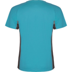 Men's bi-colour sports polyester t-shirt 140 g/m², Roly turquoise colour