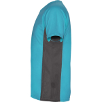 Men's bi-colour sports polyester t-shirt 140 g/m², Roly turquoise colour