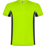 Men's bi-colour sports polyester t-shirt 140 g/m², Roly neon green colour