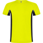 Men's bi-colour sports polyester t-shirt 140 g/m², Roly neon yellow colour