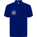 Unisex cotton and polyester piqué polo with pocket, 190 g/m², Roly blue colour screen printing view