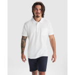 Unisex cotton and polyester piqué polo with pocket, 190 g/m², Roly white colour