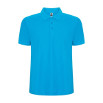 Men's cotton and polyester piqué polo shirt, 190 g/m², Roly turquoise colour
