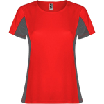 Women's bi-colour sports polyester t-shirt 140 g/m², Roly red colour