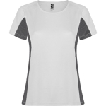 Women's bi-colour sports polyester t-shirt 140 g/m², Roly white colour