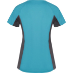 Women's bi-colour sports polyester t-shirt 140 g/m², Roly turquoise colour