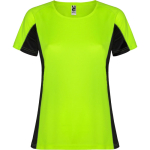 Women's bi-colour sports polyester t-shirt 140 g/m², Roly neon green colour